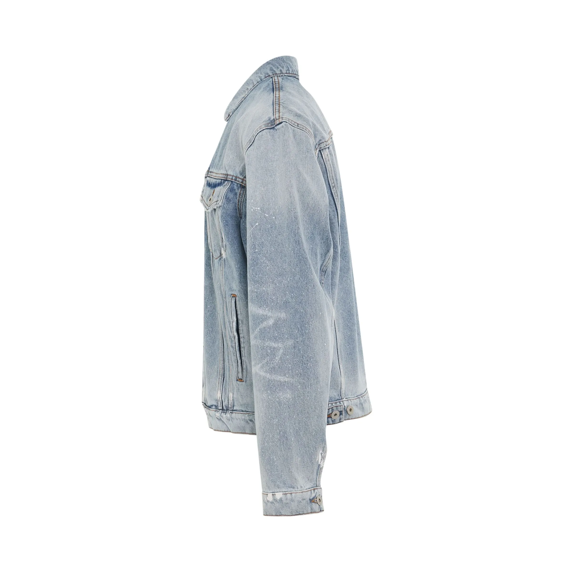 Regular Distressed Denim Jacket in Light Blue