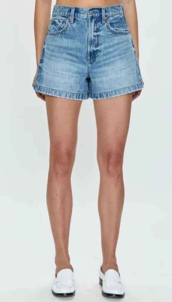 Saige-High Rise A-Line Denim Short