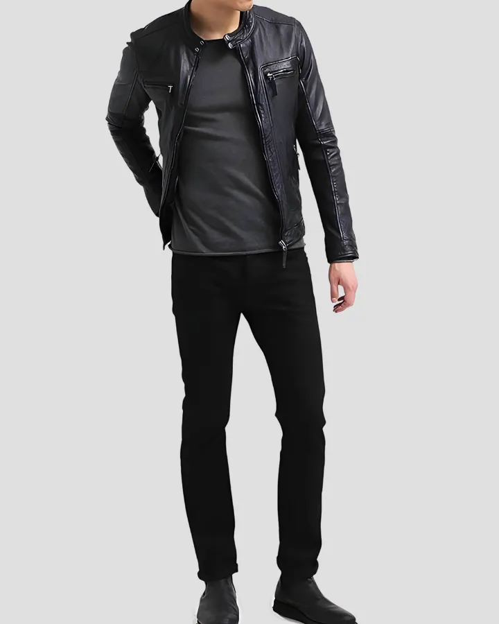 Scott Black Leather Racer Jacket