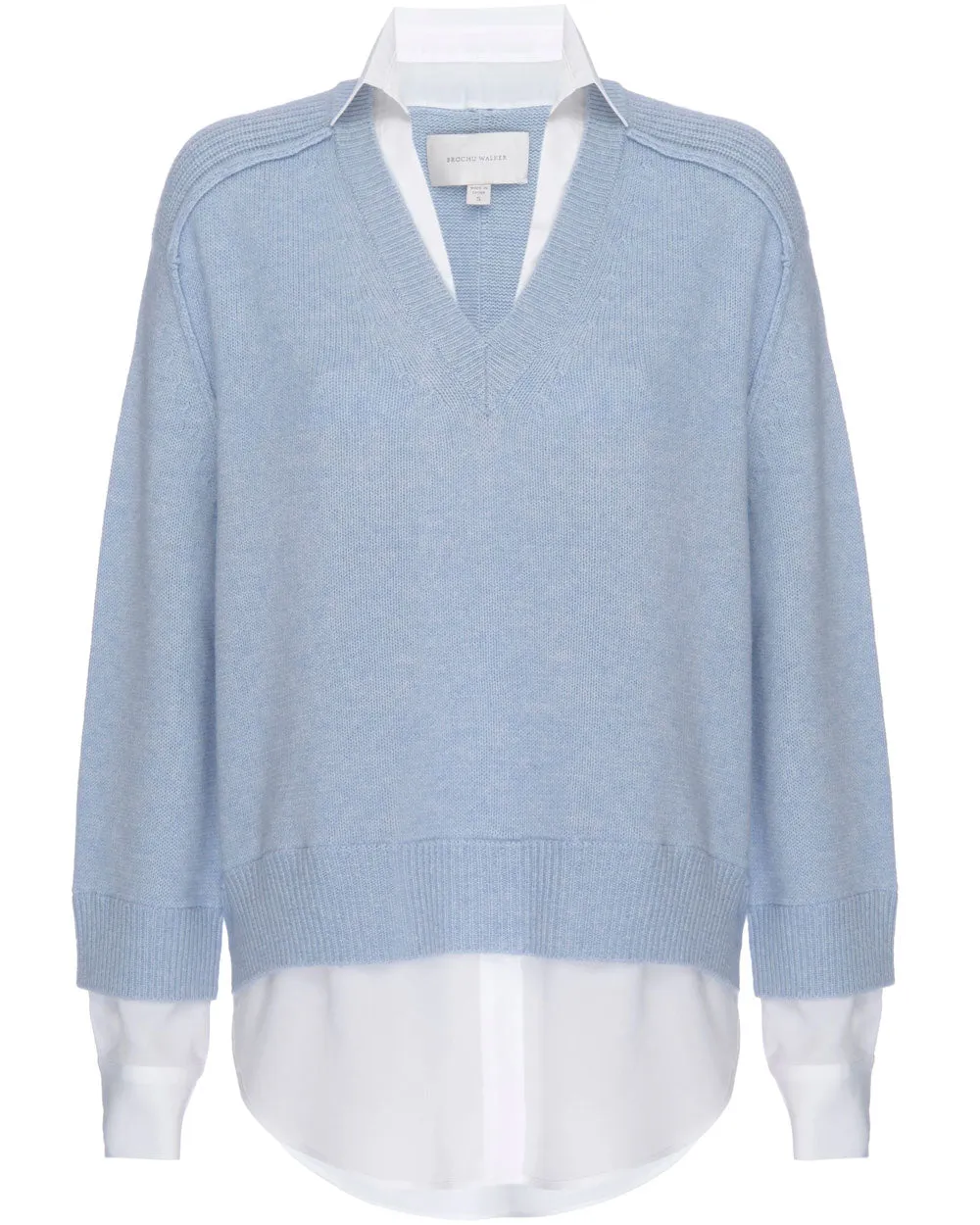 Sky Blue Melange Layered V Looker