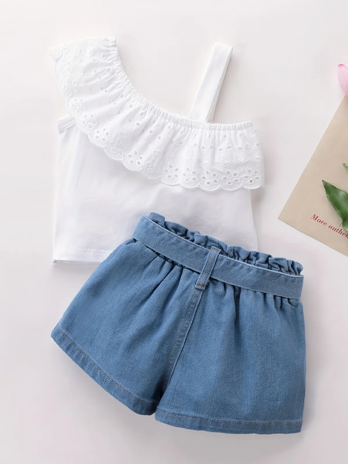 Square Dance Chic Denim Paperbag Short Set