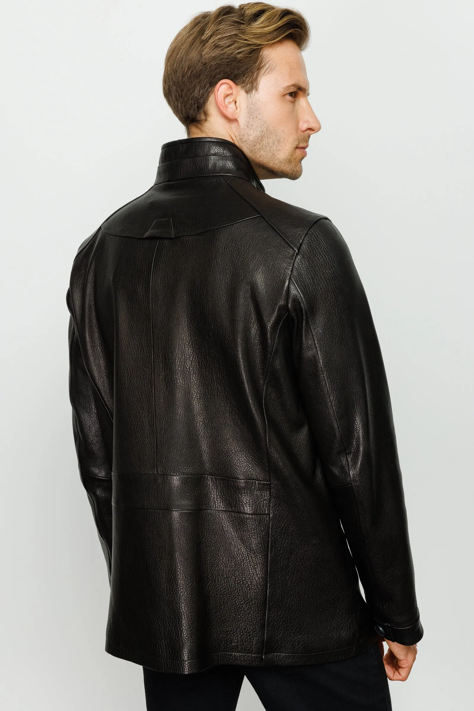 The Barclay Black Leather Men Jacket