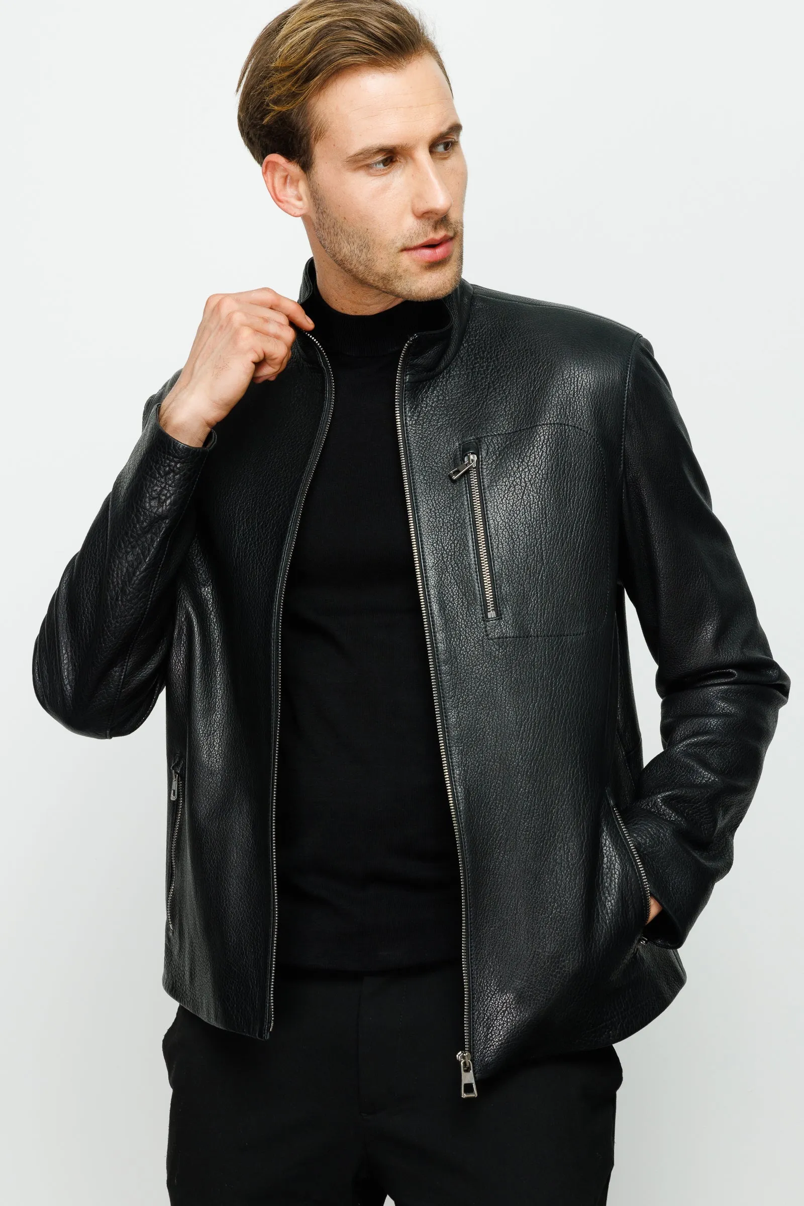 The Blanchard Black Leather Men Jacket