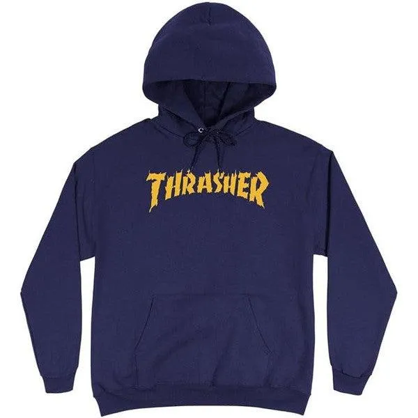 Thrasher Magazine Burn It Down Pullover Hoody Navy Blue