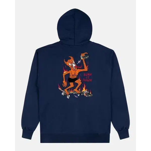 Thrasher Magazine Burn It Down Pullover Hoody Navy Blue