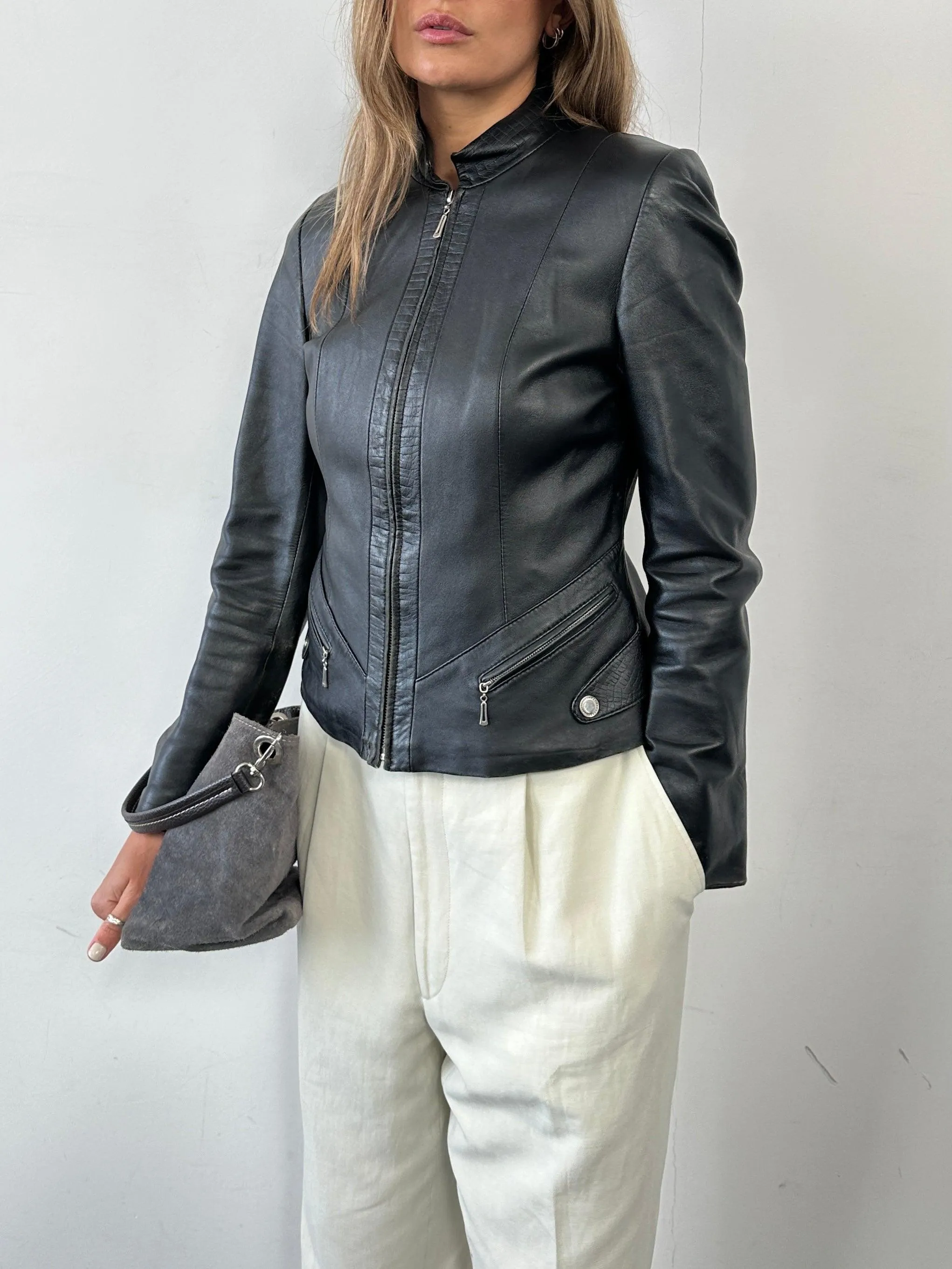 Vintage Fitted Leather Jacket - S