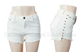 White Denim Shorts Wholesale