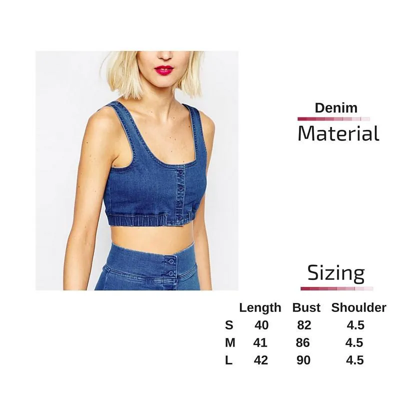 Women's Denim Vest Crop Top