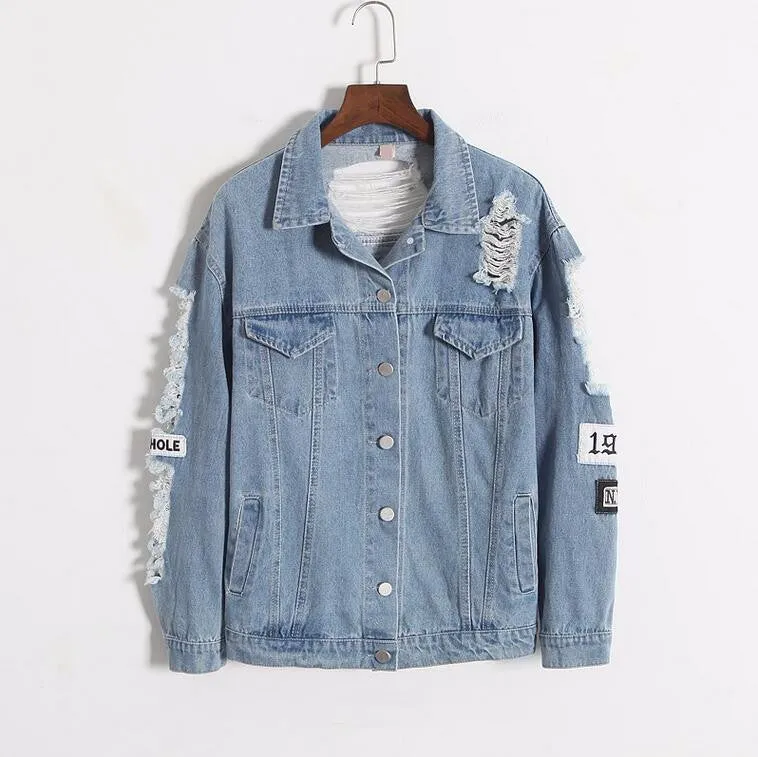 Women's Ripped Distressed Denim Jacket