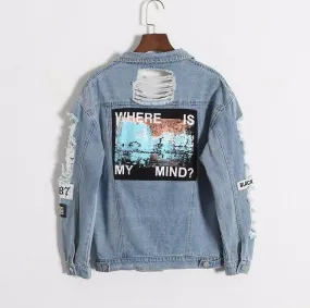 Women's Ripped Distressed Denim Jacket