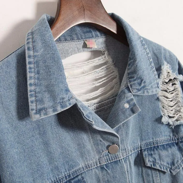 Women's Ripped Distressed Denim Jacket