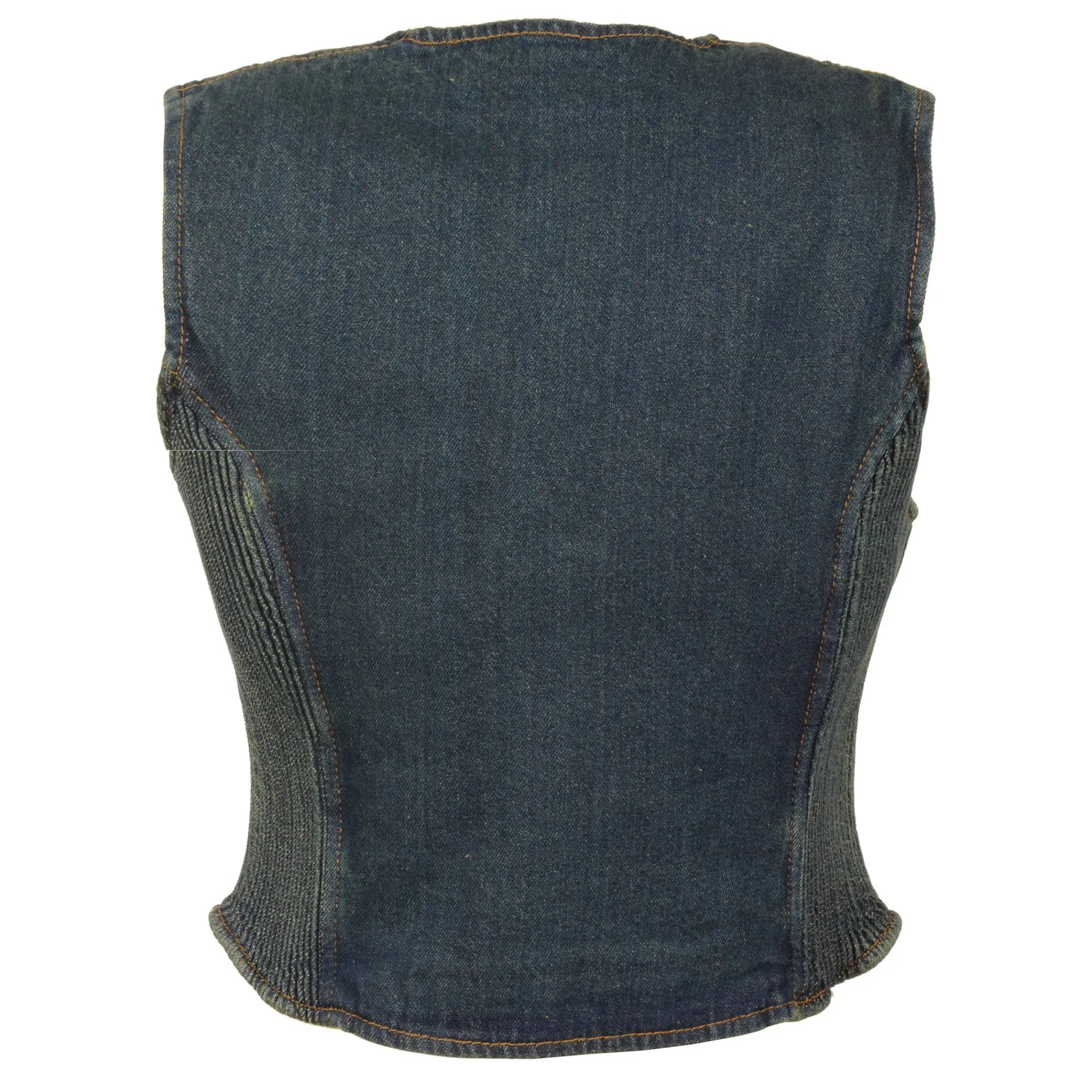 Women’s Zipper Front Denim Vest w/ Side Stretch