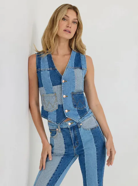 Wrangler X Women's Lainey Wilson Blue Patchwork Vest 112360674